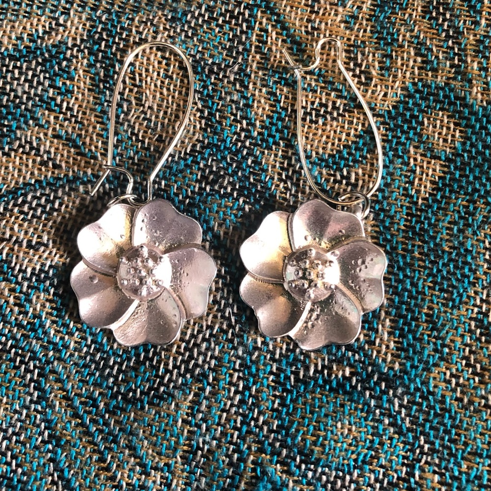 Silver floral earrings